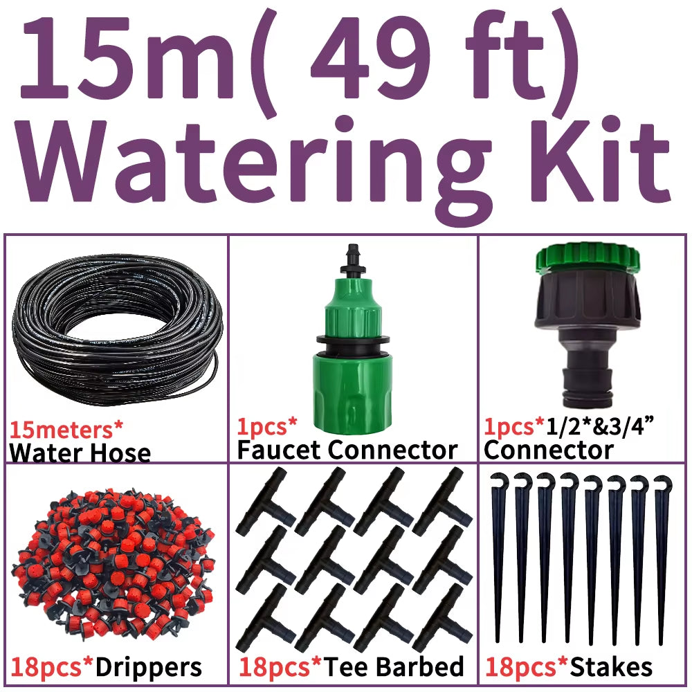Oasis 5M-25M Diy Sistema De Irrigação Por Gotejamento Rega Automática Mangueira De Jardim Micro Kits De Rega De Jardim Por Gotejamento Com Gotejadores Ajustáveis