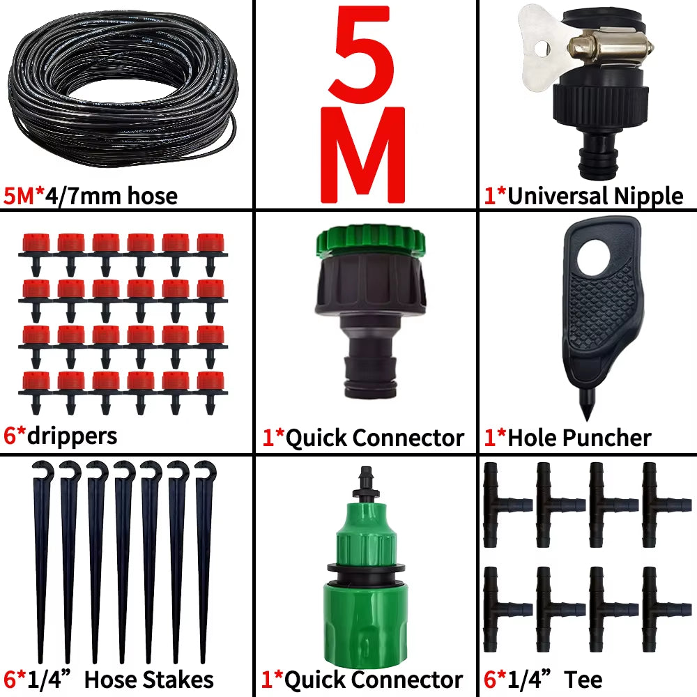 Oasis 5M-25M Diy Sistema De Irrigação Por Gotejamento Rega Automática Mangueira De Jardim Micro Kits De Rega De Jardim Por Gotejamento Com Gotejadores Ajustáveis