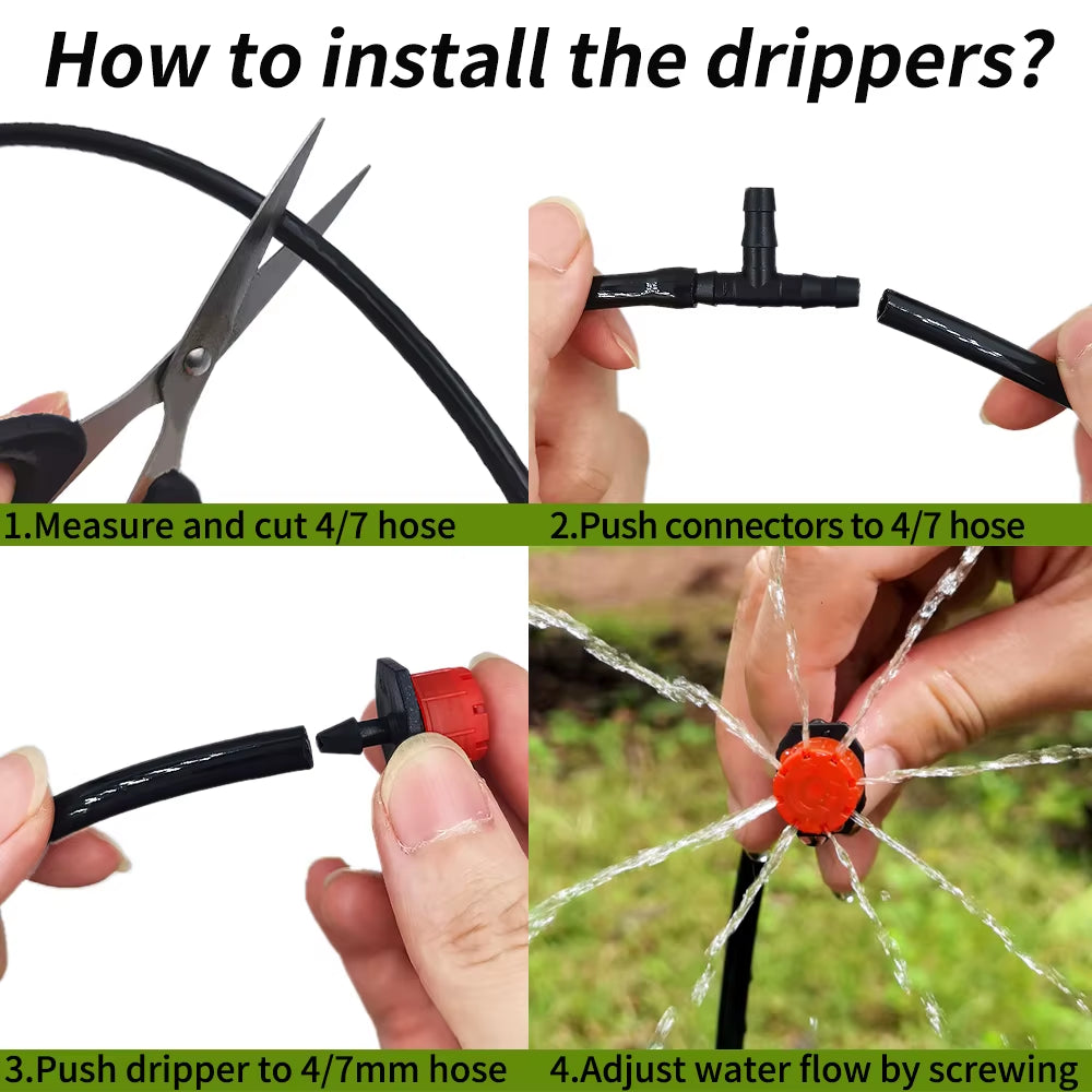 Oasis 5M-25M Diy Sistema De Irrigação Por Gotejamento Rega Automática Mangueira De Jardim Micro Kits De Rega De Jardim Por Gotejamento Com Gotejadores Ajustáveis
