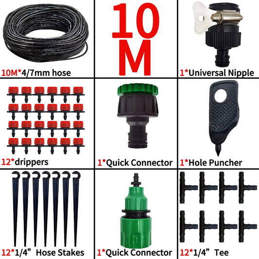 Oasis 5M-25M Diy Sistema De Irrigação Por Gotejamento Rega Automática Mangueira De Jardim Micro Kits De Rega De Jardim Por Gotejamento Com Gotejadores Ajustáveis
