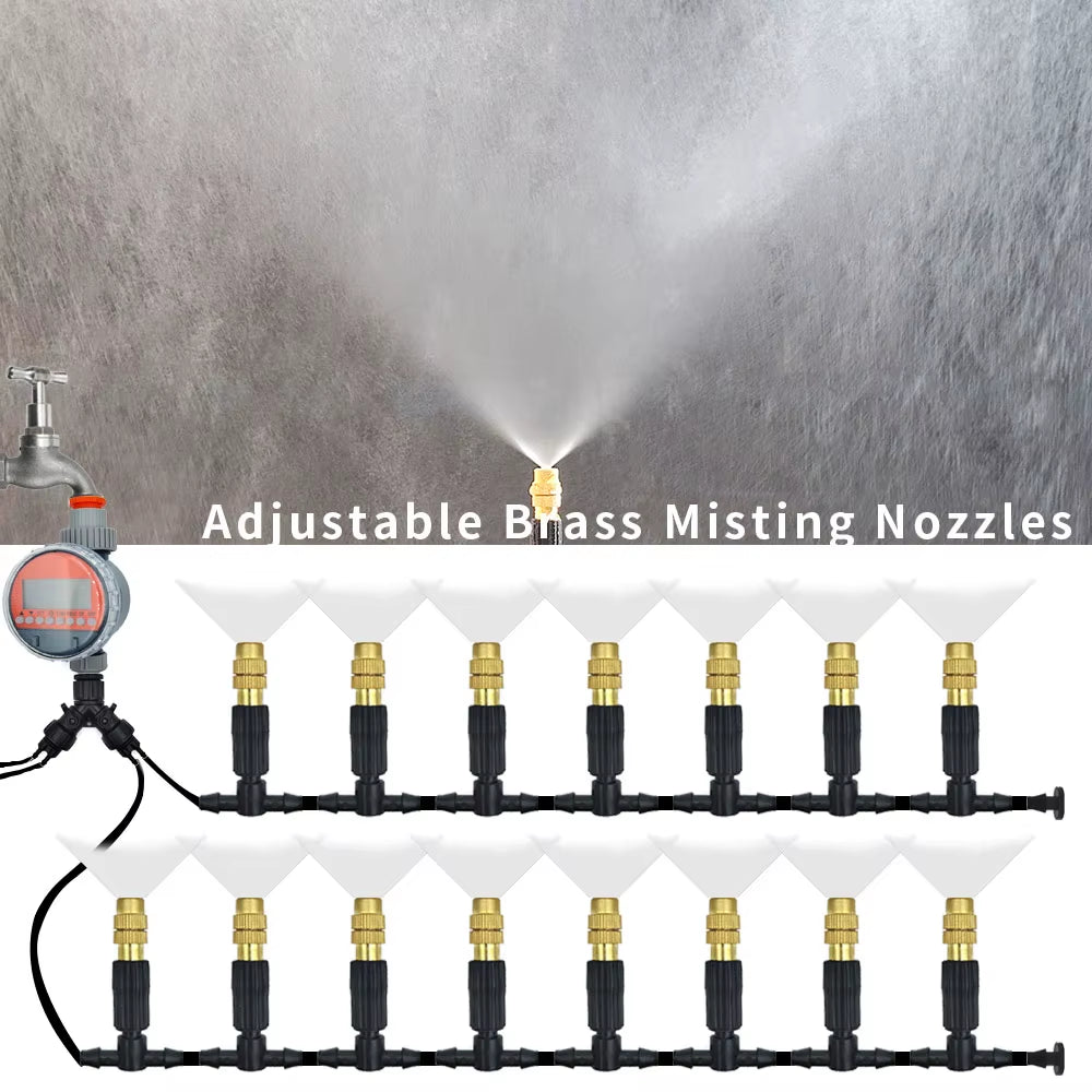Sistema De Resfriamento De Nebulização Ao Ar Livre, 5M-30M, Irrigação De Jardim, Bicos Atomizadores De Latão De 1/4 '', Mangueira De 4/7Mm Para Pátio, Estufa