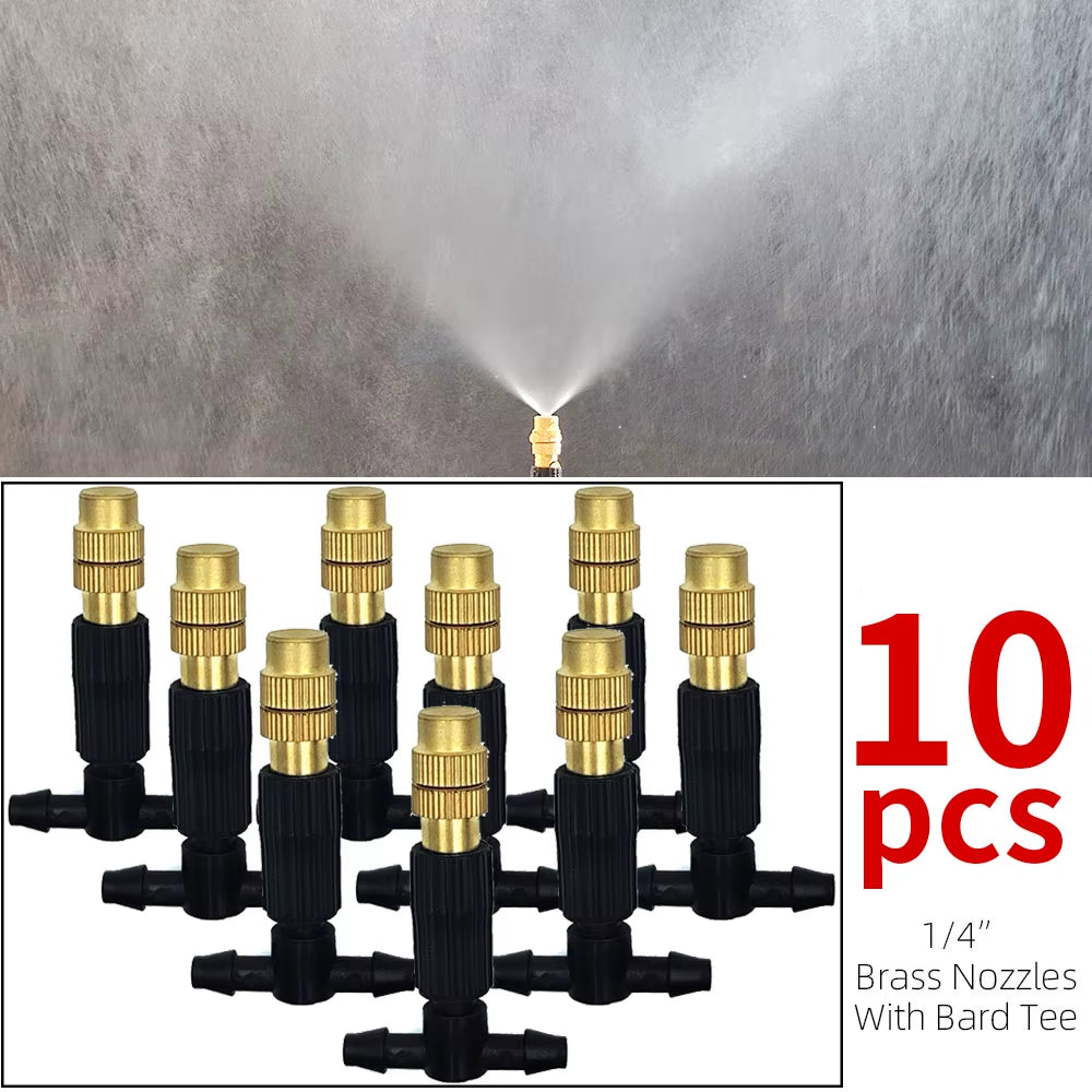 Sistema De Resfriamento De Nebulização Ao Ar Livre, 5M-30M, Irrigação De Jardim, Bicos Atomizadores De Latão De 1/4 '', Mangueira De 4/7Mm Para Pátio, Estufa