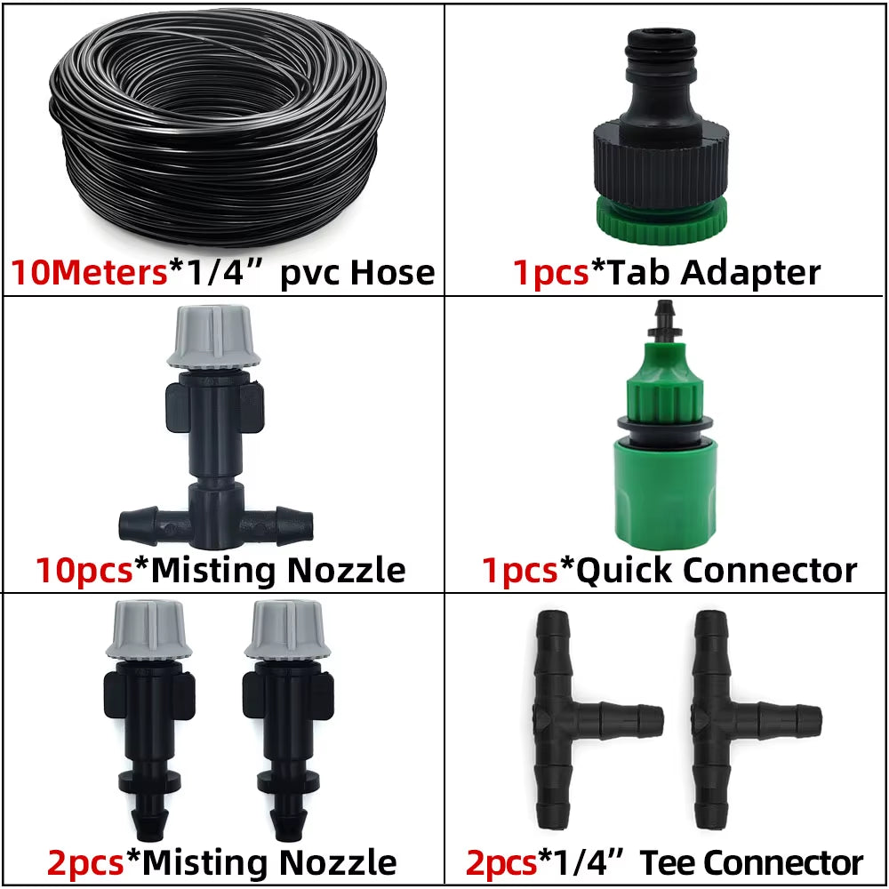 Sistema De Resfriamento De Nebulização Ao Ar Livre, 5M-30M, Irrigação De Jardim, Bicos Atomizadores De Latão De 1/4 '', Mangueira De 4/7Mm Para Pátio, Estufa