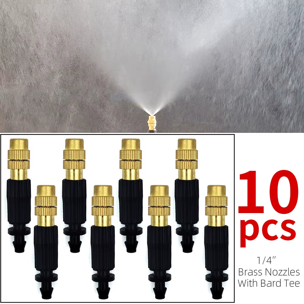 Sistema De Resfriamento De Nebulização Ao Ar Livre, 5M-30M, Irrigação De Jardim, Bicos Atomizadores De Latão De 1/4 '', Mangueira De 4/7Mm Para Pátio, Estufa