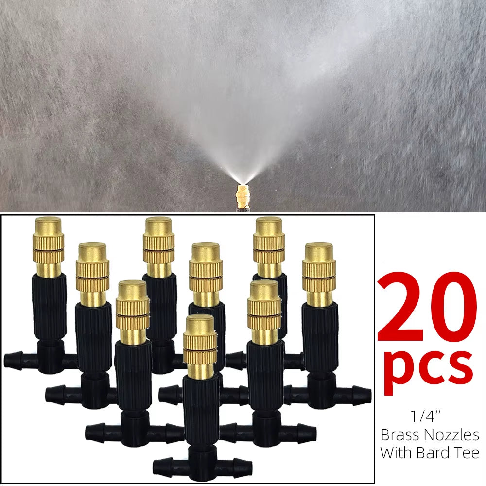 Sistema De Resfriamento De Nebulização Ao Ar Livre, 5M-30M, Irrigação De Jardim, Bicos Atomizadores De Latão De 1/4 '', Mangueira De 4/7Mm Para Pátio, Estufa