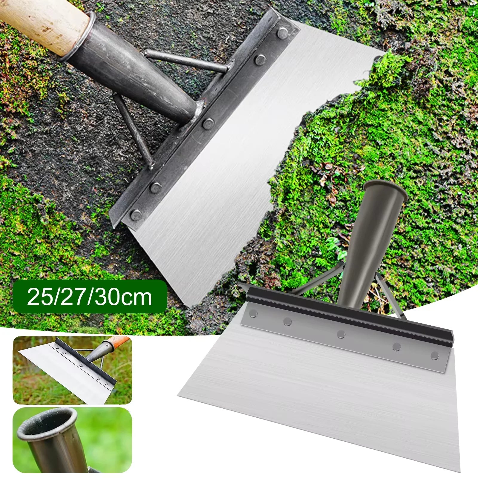 Pá De Aço Inoxidável Para Limpeza De Ervas Daninhas, Pá Multifuncional Para Jardim Ao Ar Livre, Erva Daninha E Plantio, 30Cm