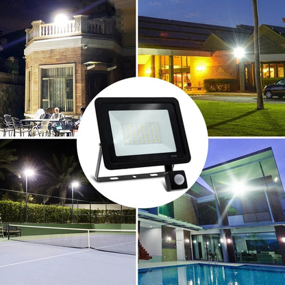 Holofote Led Com Sensor De Movimento Pir, Holofote Led Para Ambientes Externos, 10W 20W 30W 50W 100W Ip66, À Prova D'Água, Iluminação De Jardim Ao Ar Livre, Luz De Rua