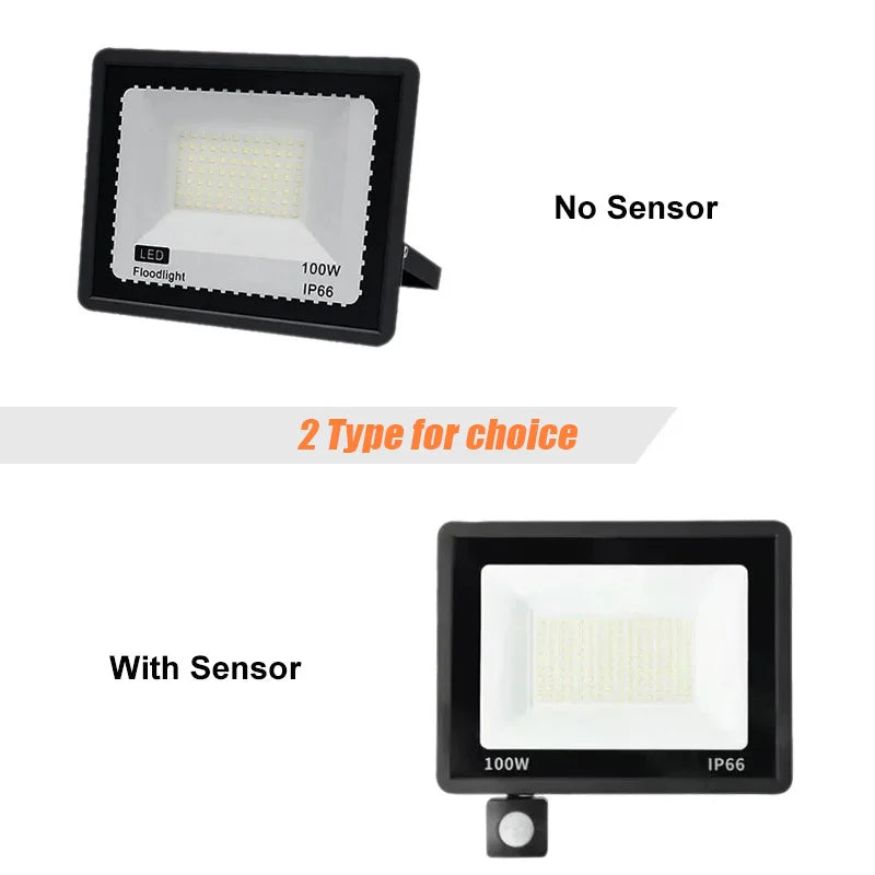 Holofote Led Com Sensor De Movimento Pir, Holofote Led Para Ambientes Externos, 10W 20W 30W 50W 100W Ip66, À Prova D'Água, Iluminação De Jardim Ao Ar Livre, Luz De Rua