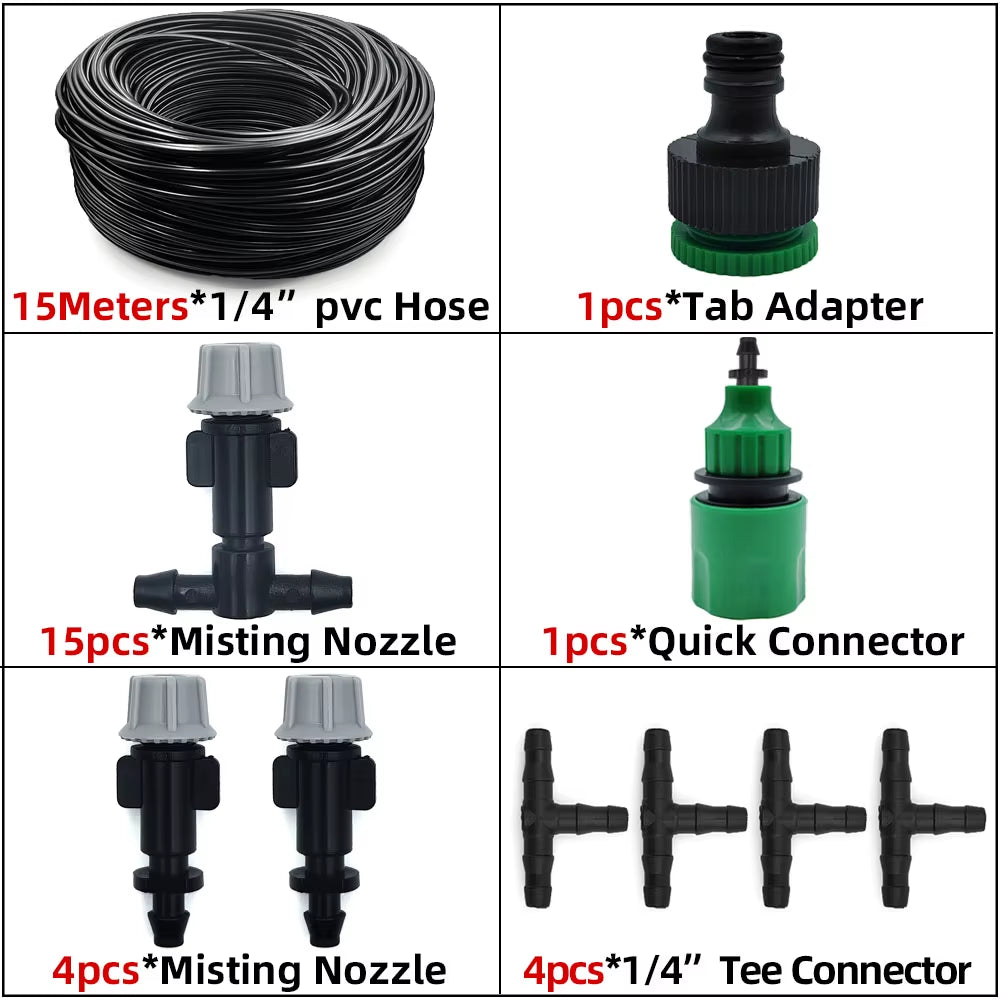 Sistema De Resfriamento De Nebulização Ao Ar Livre, 5M-30M, Irrigação De Jardim, Bicos Atomizadores De Latão De 1/4 '', Mangueira De 4/7Mm Para Pátio, Estufa