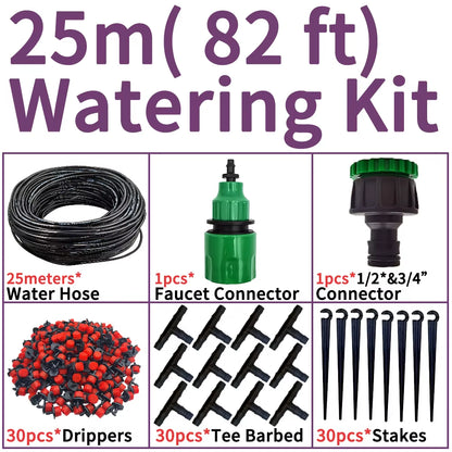 Oasis 5M-25M Diy Sistema De Irrigação Por Gotejamento Rega Automática Mangueira De Jardim Micro Kits De Rega De Jardim Por Gotejamento Com Gotejadores Ajustáveis