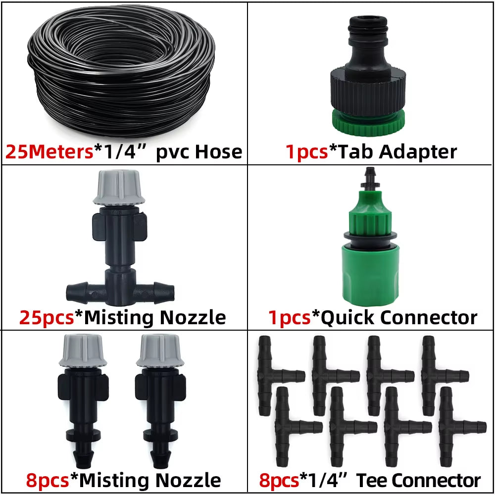 Sistema De Resfriamento De Nebulização Ao Ar Livre, 5M-30M, Irrigação De Jardim, Bicos Atomizadores De Latão De 1/4 '', Mangueira De 4/7Mm Para Pátio, Estufa
