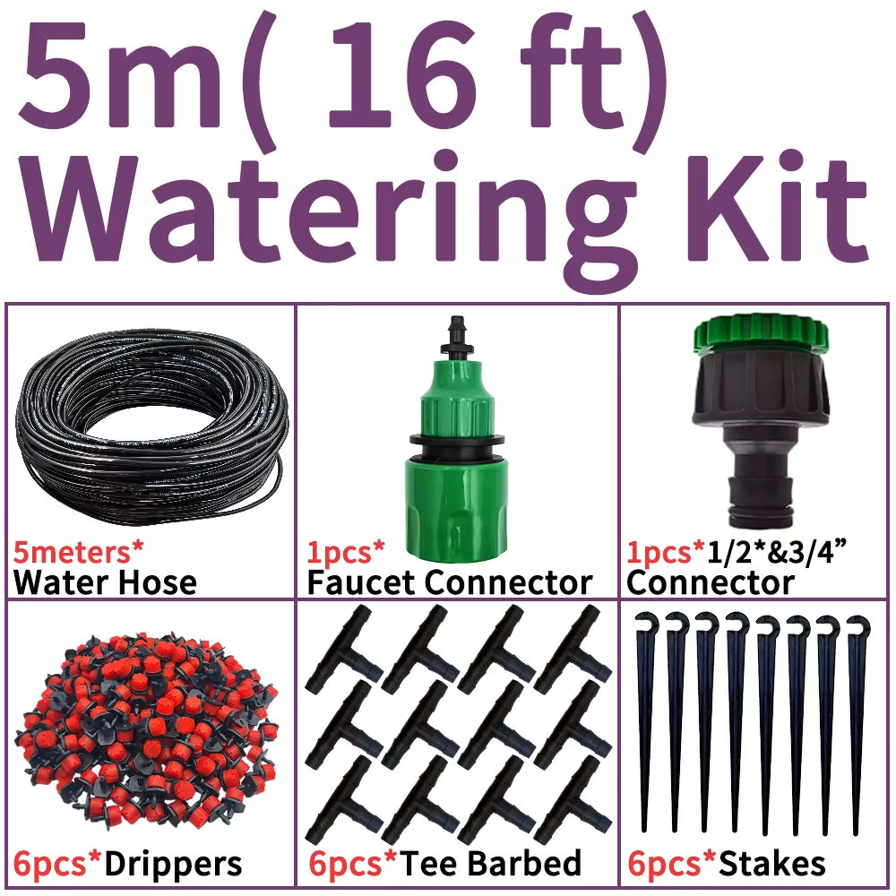 Oasis 5M-25M Diy Sistema De Irrigação Por Gotejamento Rega Automática Mangueira De Jardim Micro Kits De Rega De Jardim Por Gotejamento Com Gotejadores Ajustáveis
