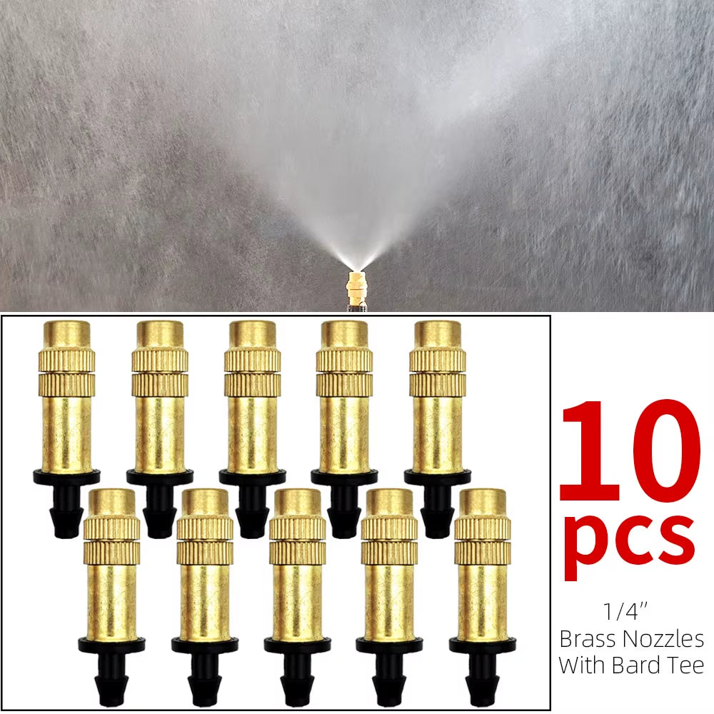 Sistema De Resfriamento De Nebulização Ao Ar Livre, 5M-30M, Irrigação De Jardim, Bicos Atomizadores De Latão De 1/4 '', Mangueira De 4/7Mm Para Pátio, Estufa