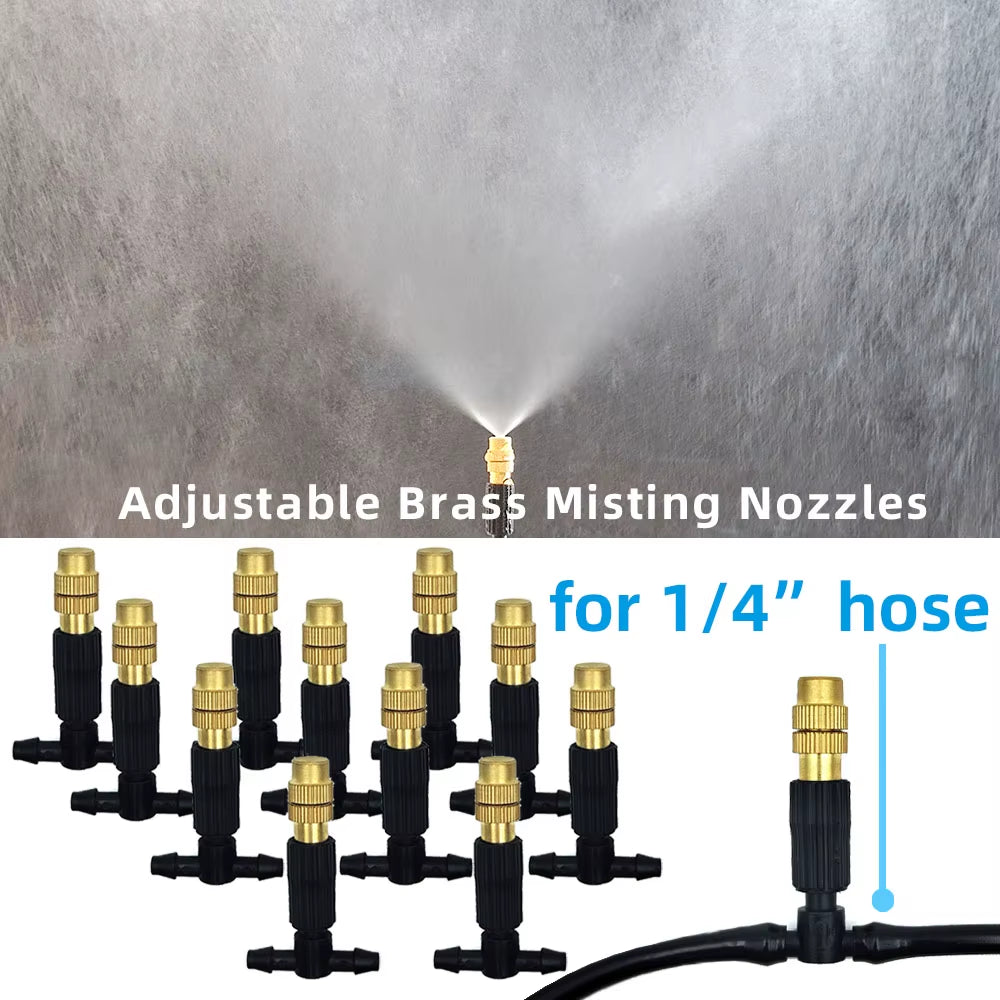 Sistema De Resfriamento De Nebulização Ao Ar Livre, 5M-30M, Irrigação De Jardim, Bicos Atomizadores De Latão De 1/4 '', Mangueira De 4/7Mm Para Pátio, Estufa